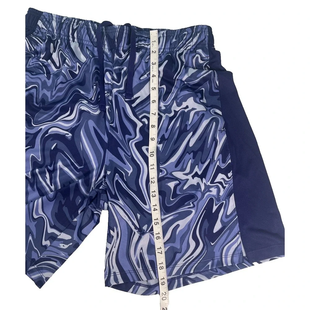 UNDER ARMOUR Shorts MENS UA TRAIN‎ Stretch 2.0 BLUE MARBLE PRINT Sz LARGE L NWT